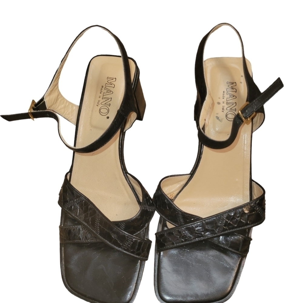 Mano Sandals Crocodile Print Black 39